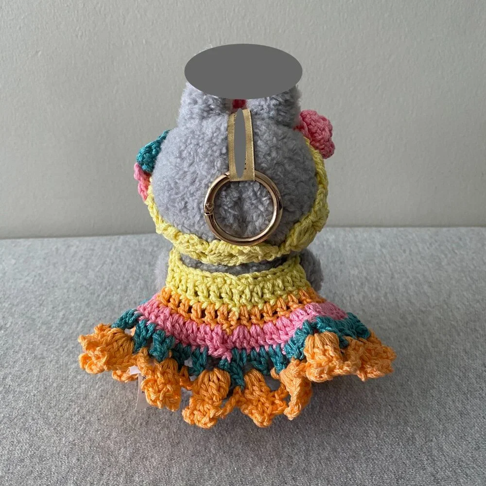 Handmade Crochet Multicoloured Floral Outfit for 17cm Plush Doll 2-Piece Set - Picture 3 of 9